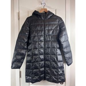 Aventure Women's Lightweight Long Puffer Jacket Black Nylon Polyester Size S